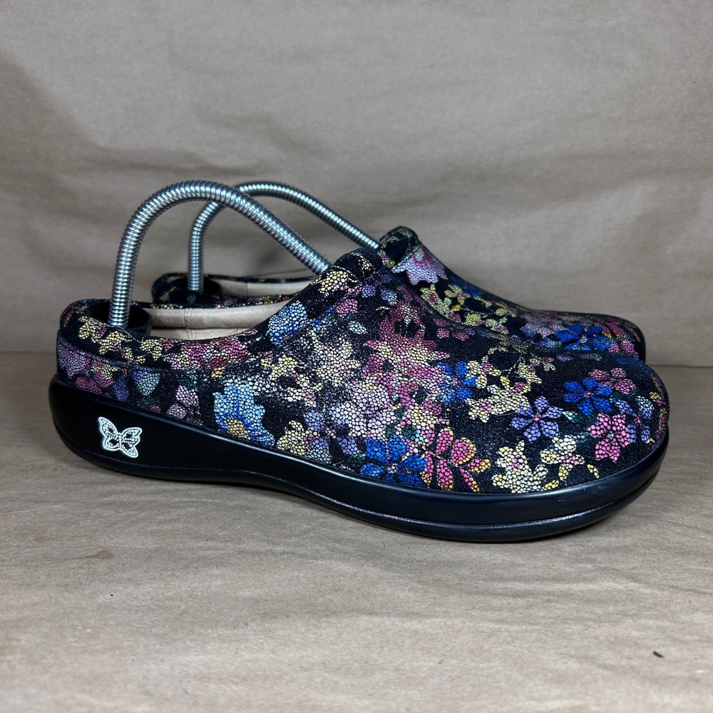 Alegria Kay Bloomies Floral Leather Clogs Mules Multi Color Womens US 10-10 1/2 - Picture 2 of 10